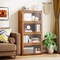 4-Tier Wicker Bookcase with Doors Perfect for Study Room or Living Room